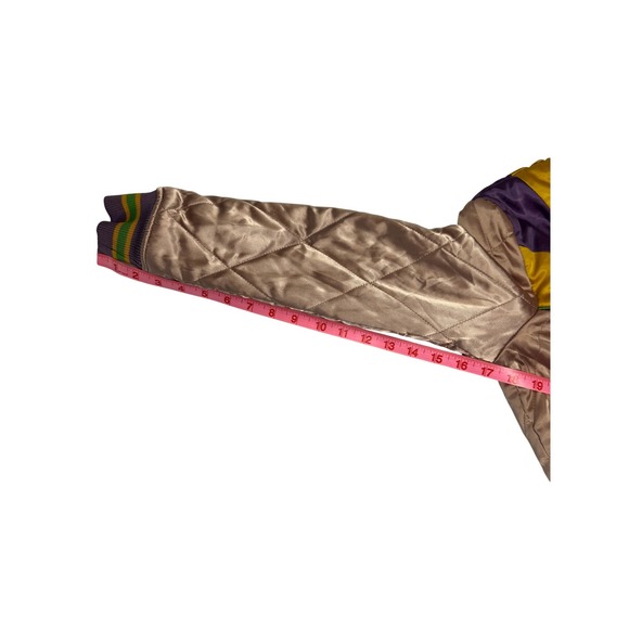 Classic Rock Couture Satin Bomber Jacket Size Small Gold Purple Yellow Retro 70s - Picture 7 of 11